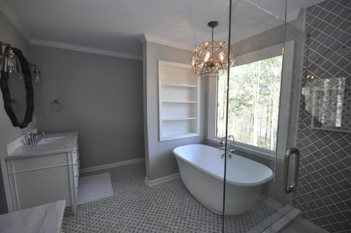 Master Bathroom with Freestanding Tub & Custom Shower - Taber Residential